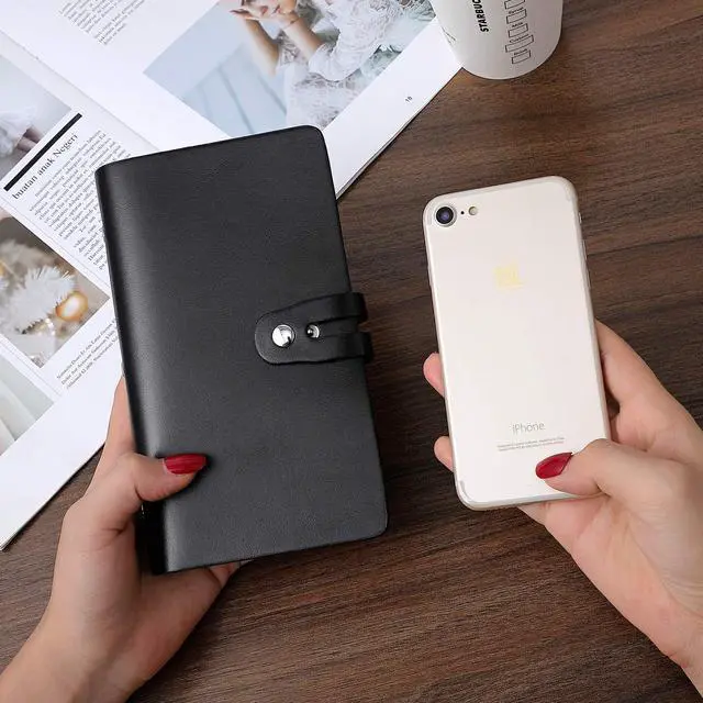 Alt view image 6 of 7 - RFID Credit Card Holder Organizer, Leather Business Card Organizer with 96 Card Slots, Business Card Book to Keep Cards Neatly Organized and Prevent Jumbling, Loss, or Damage (Black)