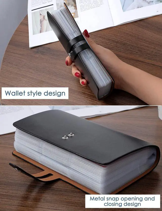 Alt view image 7 of 7 - RFID Credit Card Holder Organizer, Leather Business Card Organizer with 96 Card Slots, Business Card Book to Keep Cards Neatly Organized and Prevent Jumbling, Loss, or Damage (Black)
