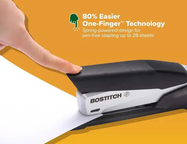 Alt view image 3 of 7 - Office InPower Desktop Eco-Friendly Stapler, One-Finger Technology, Jam-Free, Includes 210 Staples, Black (1100)