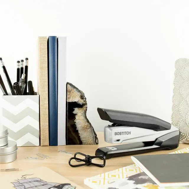Alt view image 2 of 7 - Office InPower Desktop Eco-Friendly Stapler, One-Finger Technology, Jam-Free, Includes 210 Staples, Black (1100)
