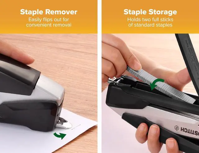 Alt view image 5 of 7 - Office InPower Desktop Eco-Friendly Stapler, One-Finger Technology, Jam-Free, Includes 210 Staples, Black (1100)