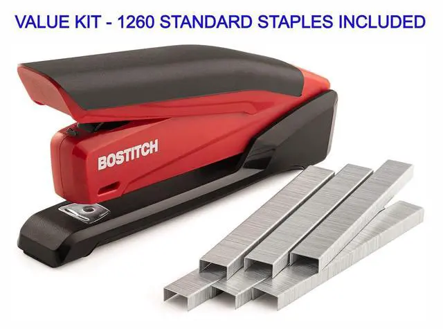 Alt view image 2 of 7 - Stapler - InPower, One Touch Heavy Duty Red Office Stapler with Built-in Staple Remover, 20 Sheet Capacity, 1260 Staples Included