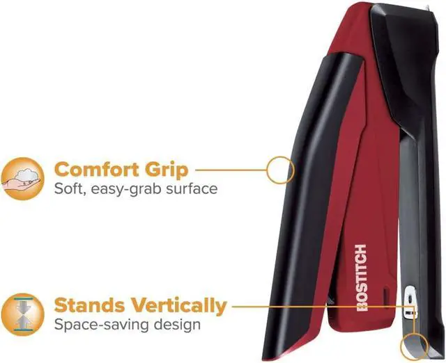 Alt view image 5 of 7 - Stapler - InPower, One Touch Heavy Duty Red Office Stapler with Built-in Staple Remover, 20 Sheet Capacity, 1260 Staples Included