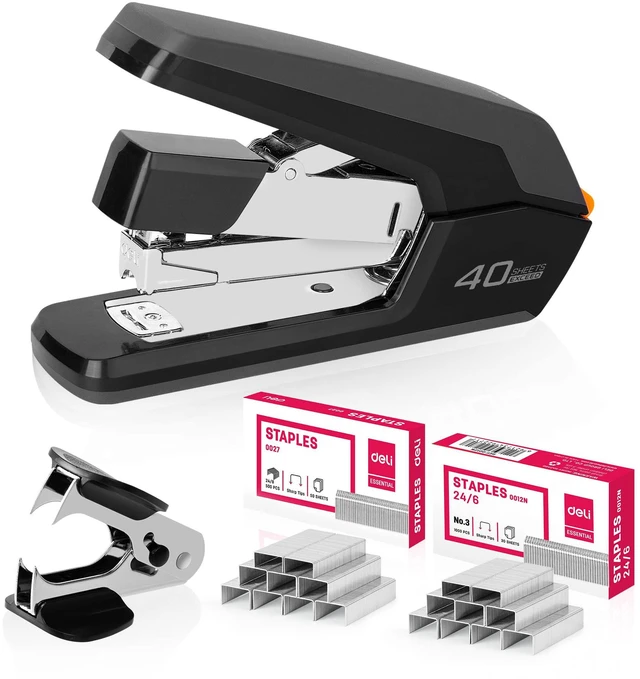 Main image of Effortless Desktop Stapler, Heavy Duty Stapler, Black