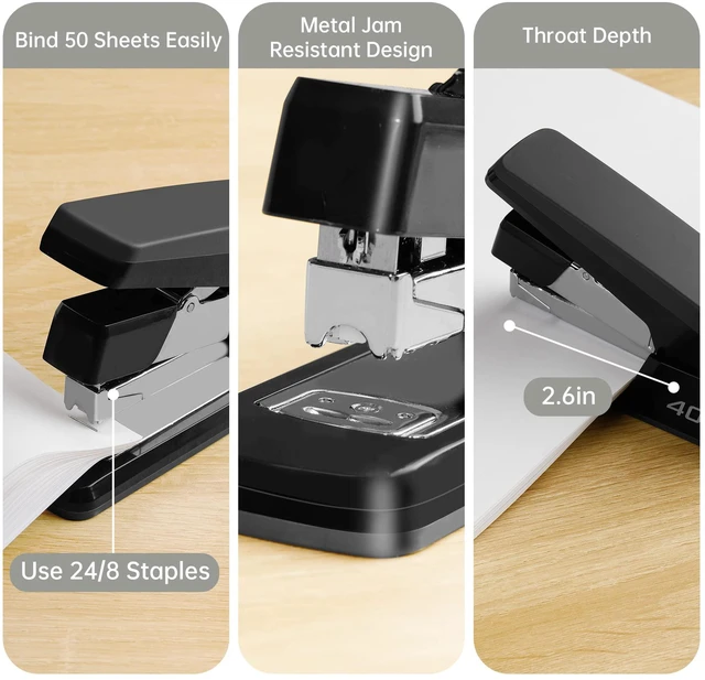 Alt view image 5 of 7 - Effortless Desktop Stapler, Heavy Duty Stapler, Black