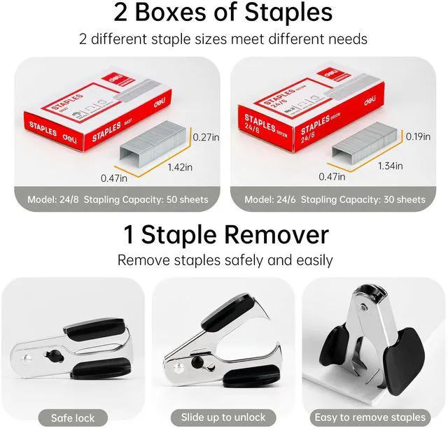 Alt view image 6 of 7 - Effortless Desktop Stapler, Heavy Duty Stapler, Black