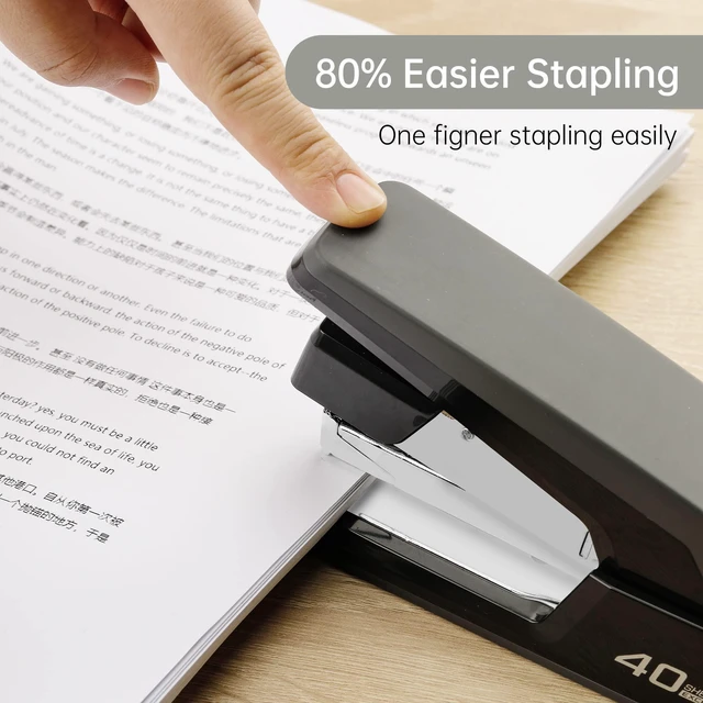 Alt view image 3 of 7 - Effortless Desktop Stapler, Heavy Duty Stapler, Black