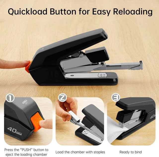 Alt view image 7 of 7 - Effortless Desktop Stapler, Heavy Duty Stapler, Black