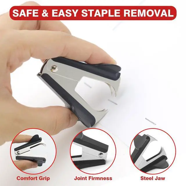Alt view image 6 of 7 - Metal Stapler Heavy Duty 50 Sheet Capacity with 2000 Staples and Staple Remover, No Jam, Non-Slip Stapler for Desk, Black Office Supplies for Teacher, Office Clerks
