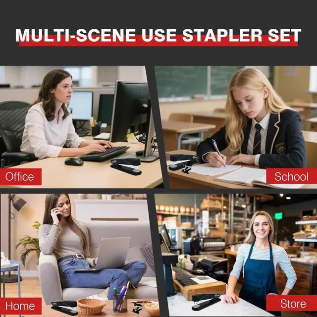 Alt view image 7 of 7 - Metal Stapler Heavy Duty 50 Sheet Capacity with 2000 Staples and Staple Remover, No Jam, Non-Slip Stapler for Desk, Black Office Supplies for Teacher, Office Clerks