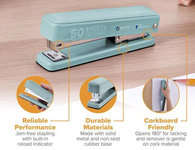 Alt view image 4 of 7 - Titan Heavy Duty Metal Stapler, 50 Sheet Capacity with 1250 Staples and Ergonomic Staple Remover, Jam Free Stapling, Full Strip Stapler for Desk, Office and Classroom, Sage