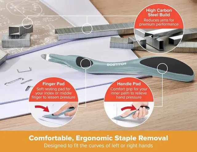 Alt view image 6 of 7 - Titan Heavy Duty Metal Stapler, 50 Sheet Capacity with 1250 Staples and Ergonomic Staple Remover, Jam Free Stapling, Full Strip Stapler for Desk, Office and Classroom, Sage