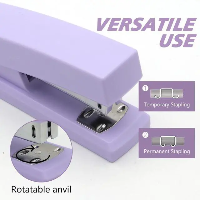 Alt view image 3 of 5 - Purple Office Stapler, 25 Sheet Capacity with 2000 Staples and Staple Remover, Desktop Stapler,Purple Office Supplies for Students and Office Clerks