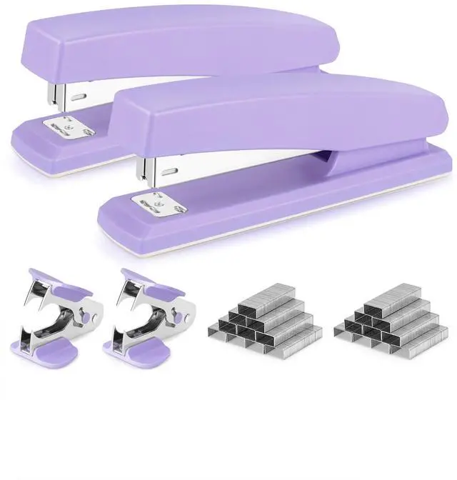 Main image of Stapler, Desktop Stapler, 2 Pack, Office Staplers, 25 Sheet Capacity, Includes 2000 Staples and 2 Staple Removers, 2 Pack,Purple
