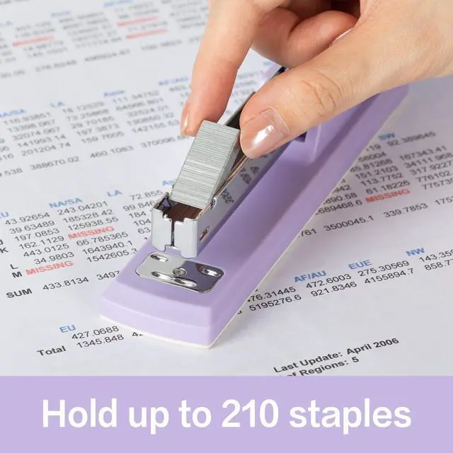 Alt view image 4 of 6 - Stapler, Desktop Stapler, 2 Pack, Office Staplers, 25 Sheet Capacity, Includes 2000 Staples and 2 Staple Removers, 2 Pack,Purple