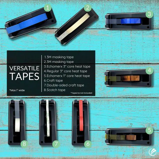 Alt view image 2 of 7 - Tape Dispenser, Large Weighted Desktop Tape Holder with Stable Heavy Base for One-Handed Use, Masking Tape, Painters Tape, Heat Tape & Kapton, Fits 1 & 3 Core Rolls, Black