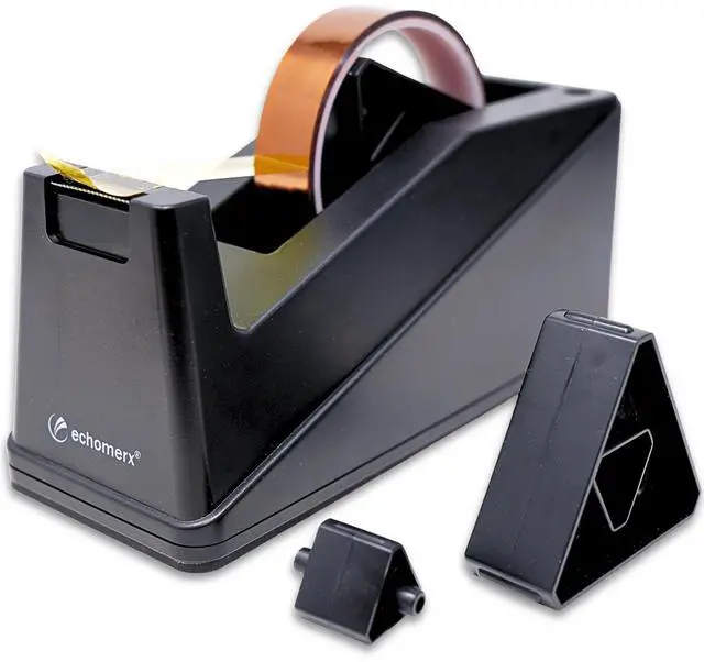 Alt view image 6 of 7 - Tape Dispenser, Large Weighted Desktop Tape Holder with Stable Heavy Base for One-Handed Use, Masking Tape, Painters Tape, Heat Tape & Kapton, Fits 1 & 3 Core Rolls, Black