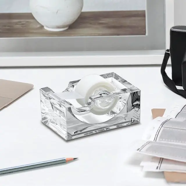 Alt view image 2 of 5 - Tanya - Acrylic Tape Dispenser (1-Pack), Plastic Label Roll Holder, Clear Sticker Organizer, Perfect Office Desktop Storage Solution for Tapes, Labels, Stickers, and More