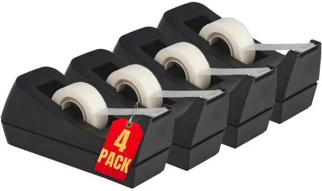 Main image of Desk Tape Dispenser, Black 4 Pack (Desktop Tape Dispenser)