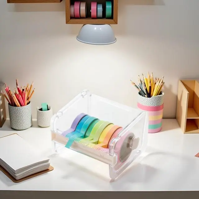 Alt view image 5 of 7 - Transparent Visible Washi Packaging Tape Dispenser Cutter Roll Tape Holder Organizer Desktop Office Tape Holder,Cute Tape Dispenser,DIY Sticker Roll Tape Cutter,Packaging Tape Dispensers