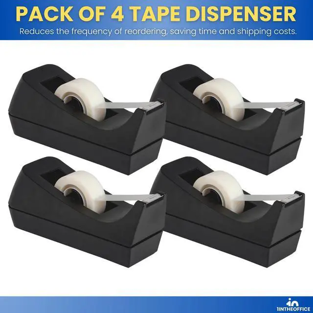 Alt view image 6 of 7 - Desk Tape Dispenser, Black 4 Pack (Desktop Tape Dispenser)