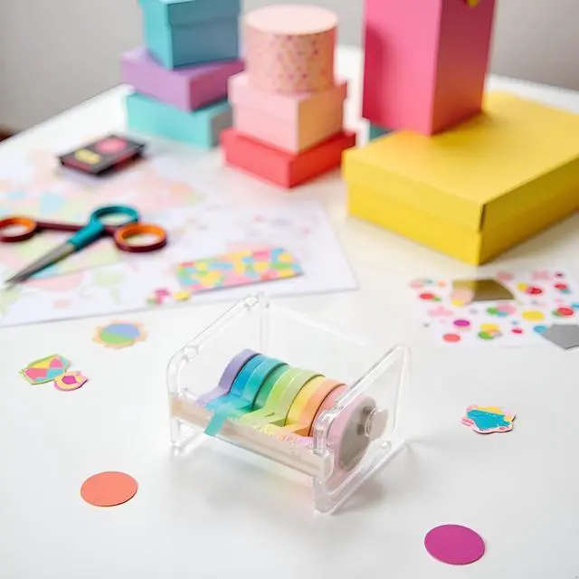 Alt view image 6 of 7 - Transparent Visible Washi Packaging Tape Dispenser Cutter Roll Tape Holder Organizer Desktop Office Tape Holder,Cute Tape Dispenser,DIY Sticker Roll Tape Cutter,Packaging Tape Dispensers
