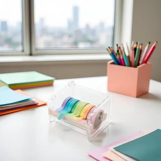 Alt view image 4 of 7 - Transparent Visible Washi Packaging Tape Dispenser Cutter Roll Tape Holder Organizer Desktop Office Tape Holder,Cute Tape Dispenser,DIY Sticker Roll Tape Cutter,Packaging Tape Dispensers