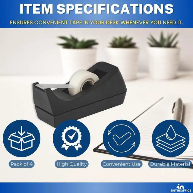 Alt view image 7 of 7 - Desk Tape Dispenser, Black 4 Pack (Desktop Tape Dispenser)