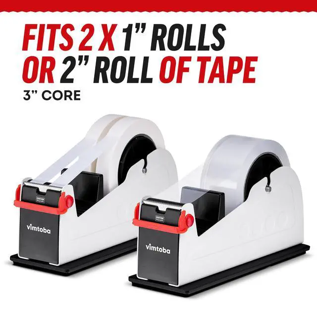 Alt view image 2 of 7 - Heavy Duty 2-Inch Desktop Tape Dispenser, Dual Roll, Non-Slip Base