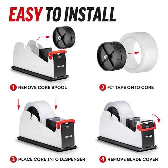 Alt view image 6 of 7 - Heavy Duty 2-Inch Desktop Tape Dispenser, Dual Roll, Non-Slip Base