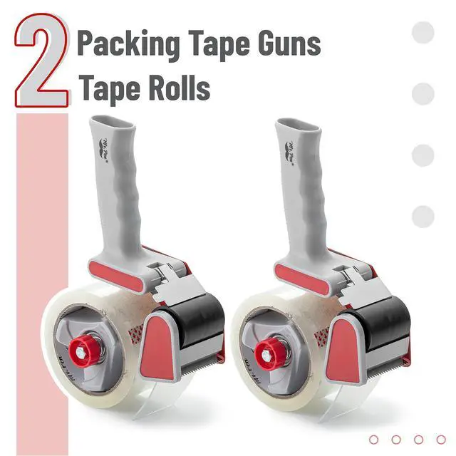 Alt view image 2 of 7 - Heavy Duty Packing Tape Dispenser Gun, 2 Inch, 2 Pack with 2 Clear Tape Rolls, Handheld Tape Gun for Moving, Shipping, Sealing Boxes & Packaging
