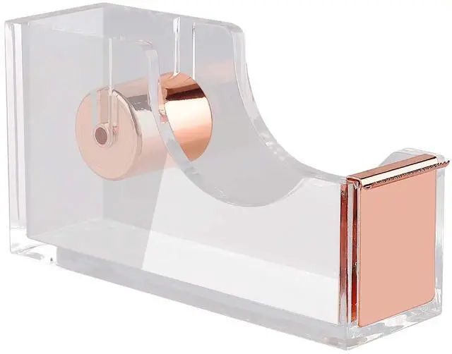 Main image of Office Tape Dispenser,Transparent Acrylic Tape Dispenser-Rose Gold
