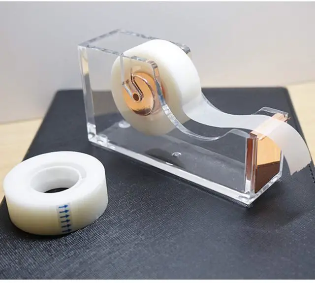 Alt view image 2 of 6 - Office Tape Dispenser,Transparent Acrylic Tape Dispenser-Rose Gold