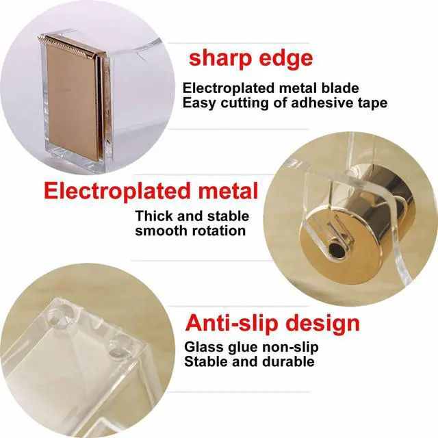 Alt view image 3 of 6 - Office Tape Dispenser,Transparent Acrylic Tape Dispenser-Rose Gold
