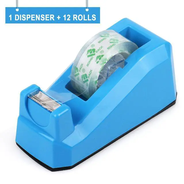 Alt view image 3 of 7 - Transparent Tape Dispensers Desk, 1 Pack Blue with 12Rolls Transparent Tape, 1 Inch Core, for Gift Wrapping, School, Office and Home