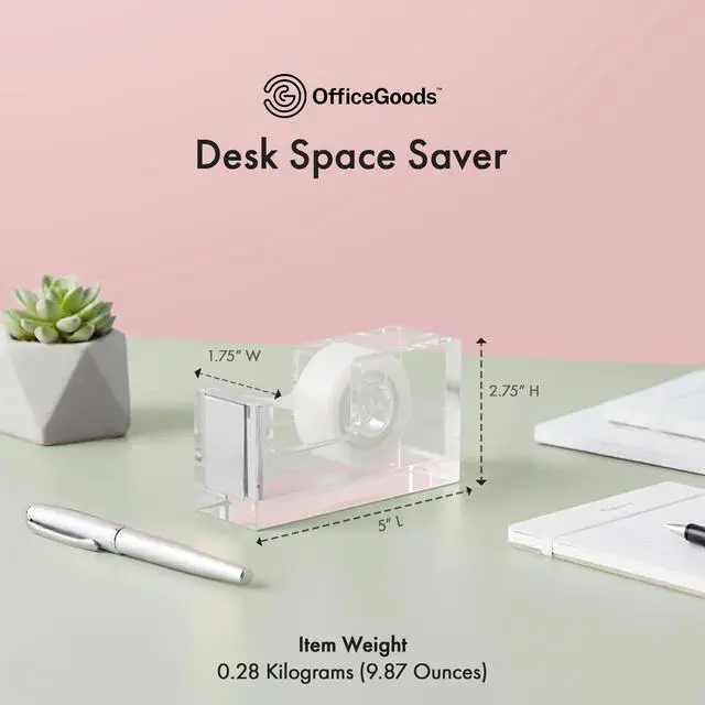 Alt view image 5 of 7 - Acrylic Tape Dispenser Modern Desk Organizer for Office Supplies, Heavy Duty Refillable Tape Holder for Home and School Crafting, Stylish Desktop Accessory for Gift Wrapping, Silver