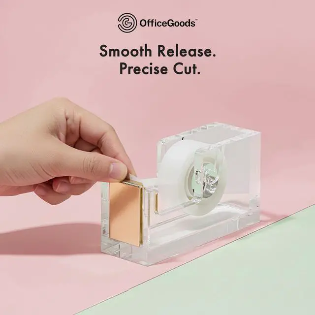 Alt view image 3 of 7 - Acrylic Tape Dispenser Modern Desk Organizer for Office Supplies, Heavy Duty Refillable Tape Holder for Home and School Crafting, Stylish Desktop Accessory for Gift Wrapping, Gold
