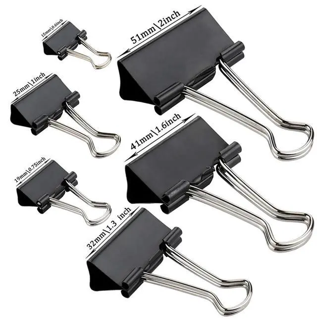 Alt view image 3 of 7 - Binder Clips Paper Clamps Assorted Sizes 200 Count (Black), Jumbo, Large, Medium, Small, Mini and Micro,6 Sizes with Box for Office, School and Home