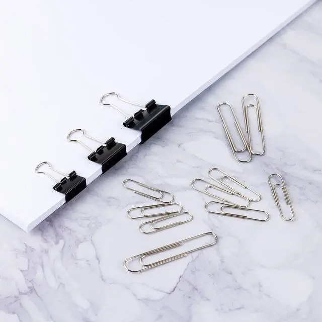 Alt view image 4 of 6 - Paper Clips & Binder Clips, 340 PCS Assorted Sizes, Silver & Black, Metal, Medium, Large, Small