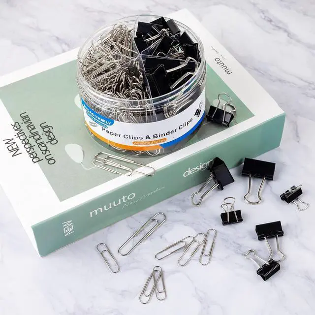 Alt view image 5 of 6 - Paper Clips & Binder Clips, 340 PCS Assorted Sizes, Silver & Black, Metal, Medium, Large, Small