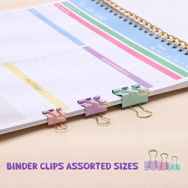 Alt view image 6 of 7 - 350 Pcs Paper Clips Assorted Sizes, Colored Binder Clip Paper Clamps Office Clips Set Push Pins Rubber Bands Teacher Supplies for Classroom Office Easter Gifts