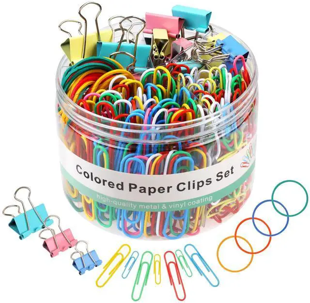 Main image of 300 Pcs Binder Clips, Rubber Bands, Office Set, Paper Clips, School & Teacher Supplies for Office Desk Essentials (Assorted Sizes)