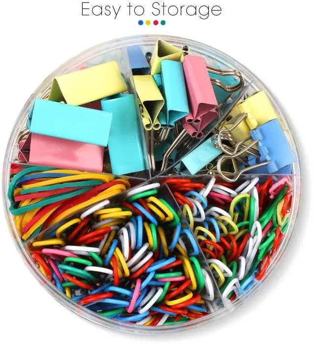 Alt view image 3 of 7 - 300 Pcs Binder Clips, Rubber Bands, Office Set, Paper Clips, School & Teacher Supplies for Office Desk Essentials (Assorted Sizes)