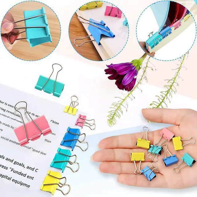 Alt view image 4 of 6 - Paper Clips Binder Clips, Colored Office Clips Set - Back to School Supplies- Assorted Sizes Paperclips Paper Clamps Rubber Bands for Office and School Supplies, Document Organizing