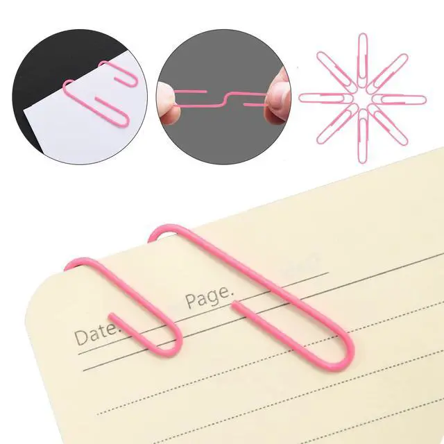 Alt view image 5 of 7 - Pink Binder Clips Paper Clips,380 PCS Assorted Sizes Paperclips Paper Clamps Rubber Bands for Files, Papers, Home Supplies (Pink)