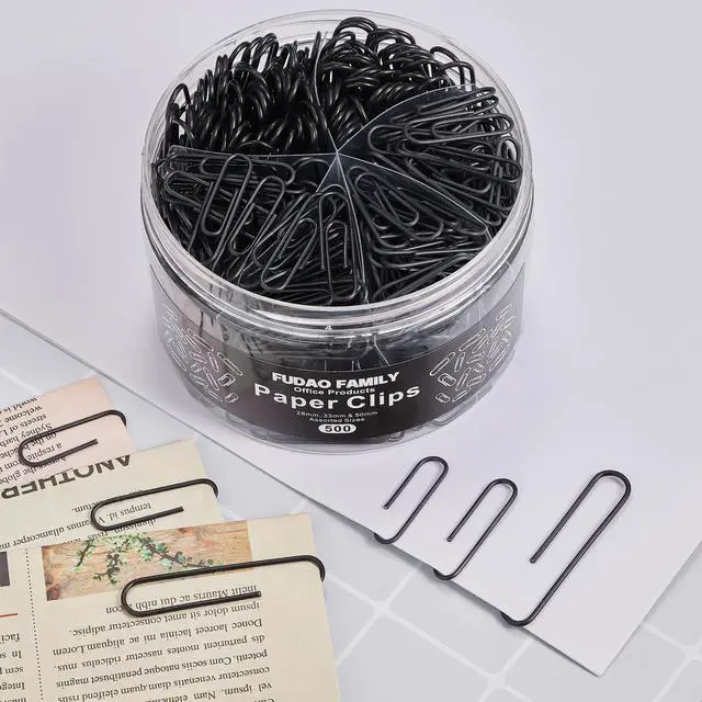 Alt view image 5 of 6 - 500pcs Paper Clips Assorted Sizes, Small, Medium and Large1.1inch, 1.3inch and 2inch Paper Clips, Vinyl Coated Paperclips for Office, School, Home Supplies (Black)