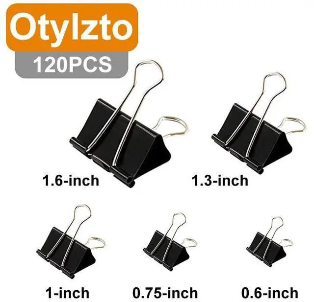 Alt view image 2 of 5 - 120Pcs Binder Clips Assorted Size, Office Clips with Clear Storage Container, Bulldog Clips, Paper Clips, Office Supplies
