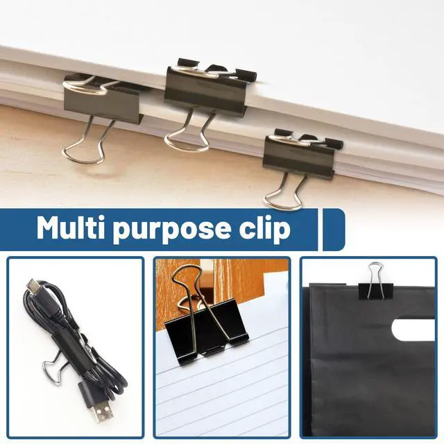 Alt view image 4 of 7 - 350 Pcs Paper Clips and Binder Clips,Office Clips Set, Large Binder Clips,Assorted Sizes Set, Black Metal Office Clips, Paper Clamps, for Office and School Supplies