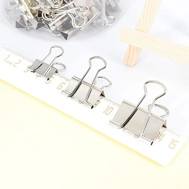 Alt view image 3 of 5 - Silver Binder Clips Paper Clamps, Assorted Sizes Set (Small, Medium, Large) for Office School and Home Supplies (New Version)