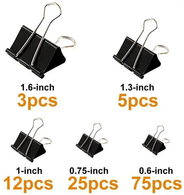 Alt view image 3 of 5 - 120Pcs Binder Clips Assorted Size, Office Clips with Clear Storage Container, Bulldog Clips, Paper Clips, Office Supplies